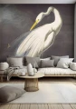 Tapeta ścienna z czaplą w salonie wabi-sabi