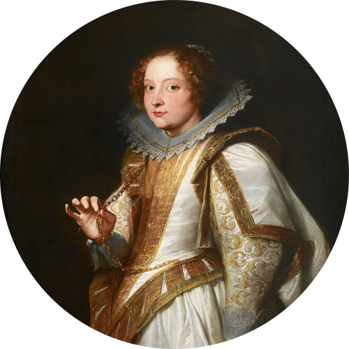 Tapeta koło z barokowym portretem  Genueńska szlachcianka autorstwa van Dycka
