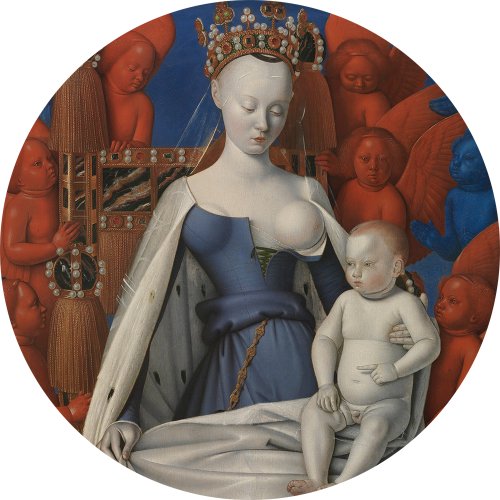 Tapeta koło ze średniowiecznym obrazem Madonna z Dzieciątkiem