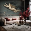 Apartament w stylu paryskim z tapetą ścienną z XIX wiecznym obrazem