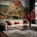 Tapeta ścienna z artystycznym motywem w eleganckim apartamencie