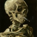 tapeta na wymiar van Gogh „Czaszka z papierosem”