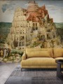 Tapeta na wymiar z obrazem Wieża Babel jako mural w minimalistycznym salonie