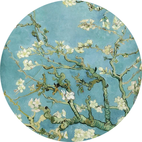 Samoprzylepna tapeta koło z kwiatowym motywem z obrazu Vincenta van Gogha